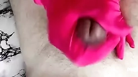 Maria Moore's sensual handjob in pink satin glove