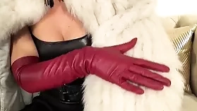 Sensual solo session with fetish Liza in leather and fur