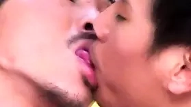 Asian group sex with two cocks in one hole