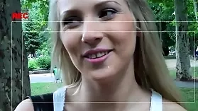 Blonde amateur Viktoria Diamond in lingerie indulges in masturbation