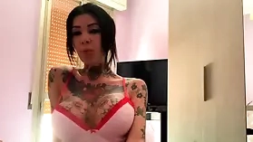 Megan Inky's quarantine display of her tattoos and big boobs