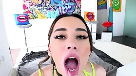 Aria Lee's sensational oral skills and cum swallowing in high definition
