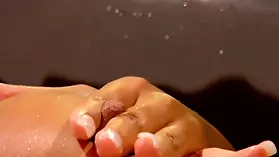 Nick Manning and a stunning woman have intense bath time sex