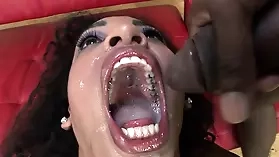 Desiree Diamond takes on four large black cocks and swallows them whole