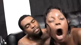 Black punk babe gets messy with spit in hardcore video