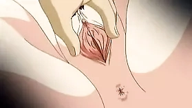 Hentai animated girl with large breasts has her pink vagina used